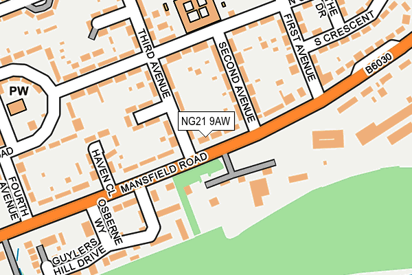 NG21 9AW map - OS OpenMap – Local (Ordnance Survey) NG21 9AW map - OS OpenMap – Local (Ordnance Survey)