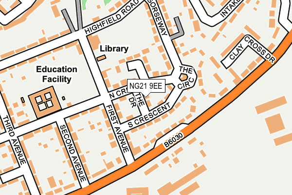 NG21 9EE map - OS OpenMap – Local (Ordnance Survey) NG21 9EE map - OS OpenMap – Local (Ordnance Survey)