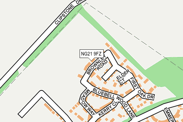 NG21 9FZ map - OS OpenMap – Local (Ordnance Survey) NG21 9FZ map - OS OpenMap – Local (Ordnance Survey)