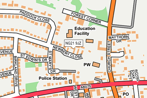 NG21 9JZ map - OS OpenMap – Local (Ordnance Survey) NG21 9JZ map - OS OpenMap – Local (Ordnance Survey)