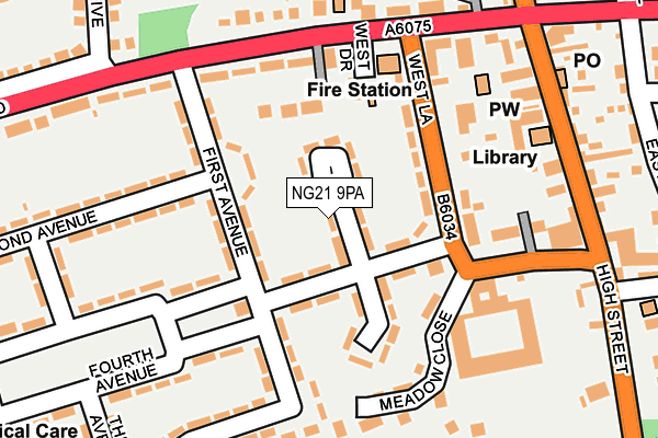 NG21 9PA map - OS OpenMap – Local (Ordnance Survey) NG21 9PA map - OS OpenMap – Local (Ordnance Survey)