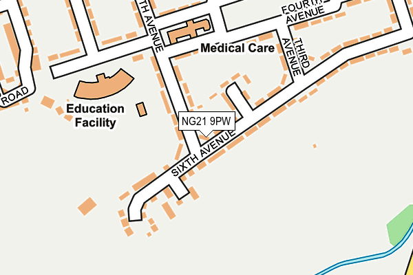 NG21 9PW map - OS OpenMap – Local (Ordnance Survey)