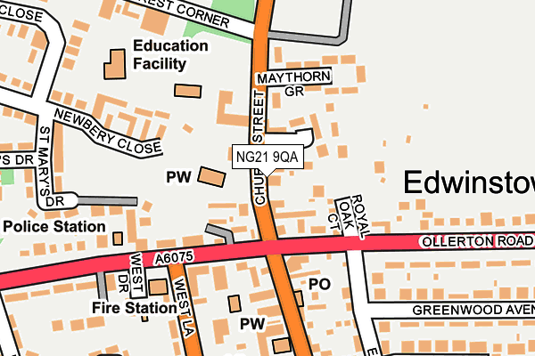 NG21 9QA map - OS OpenMap – Local (Ordnance Survey) NG21 9QA map - OS OpenMap – Local (Ordnance Survey)