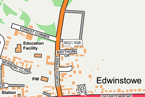 NG21 9QB map - OS OpenMap – Local (Ordnance Survey) NG21 9QB map - OS OpenMap – Local (Ordnance Survey)