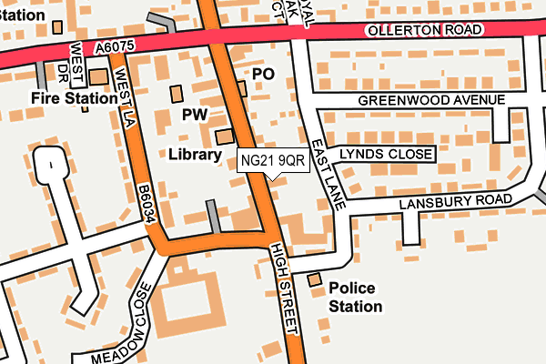 NG21 9QR map - OS OpenMap – Local (Ordnance Survey)