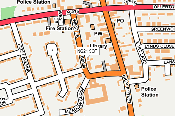NG21 9QT map - OS OpenMap – Local (Ordnance Survey)