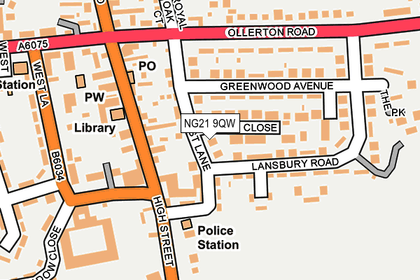 NG21 9QW map - OS OpenMap – Local (Ordnance Survey)