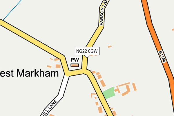 NG22 0GW map - OS OpenMap – Local (Ordnance Survey) NG22 0GW map - OS OpenMap – Local (Ordnance Survey)