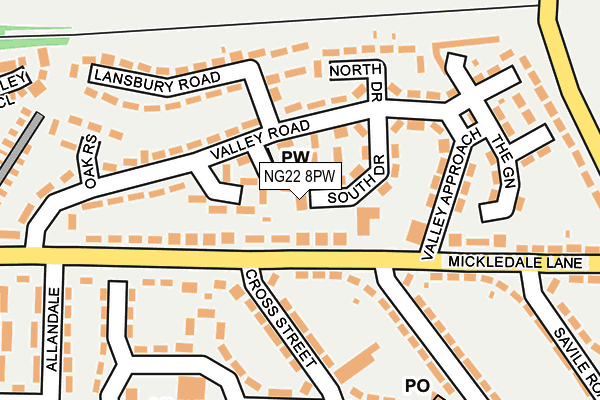 NG22 8PW map - OS OpenMap – Local (Ordnance Survey) NG22 8PW map - OS OpenMap – Local (Ordnance Survey)