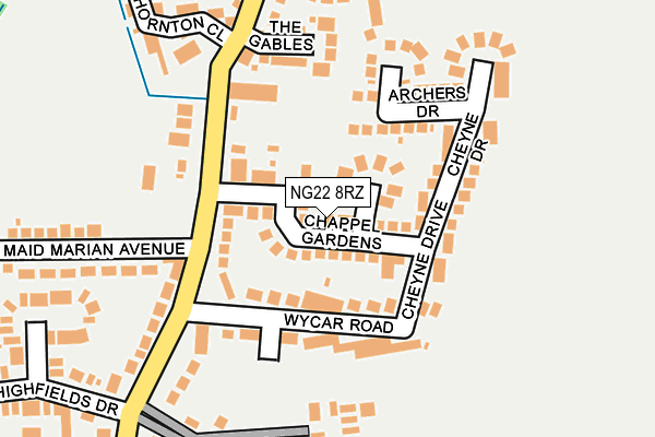 NG22 8RZ map - OS OpenMap – Local (Ordnance Survey) NG22 8RZ map - OS OpenMap – Local (Ordnance Survey)