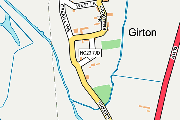 NG23 7JD map - OS OpenMap – Local (Ordnance Survey) NG23 7JD map - OS OpenMap – Local (Ordnance Survey)