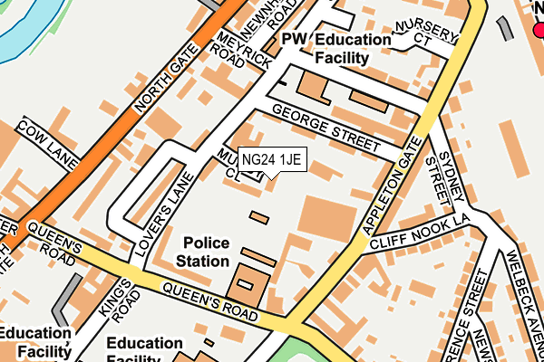 NG24 1JE map - OS OpenMap – Local (Ordnance Survey) NG24 1JE map - OS OpenMap – Local (Ordnance Survey)