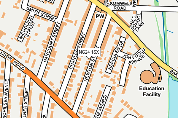 NG24 1SX map - OS OpenMap – Local (Ordnance Survey) NG24 1SX map - OS OpenMap – Local (Ordnance Survey)
