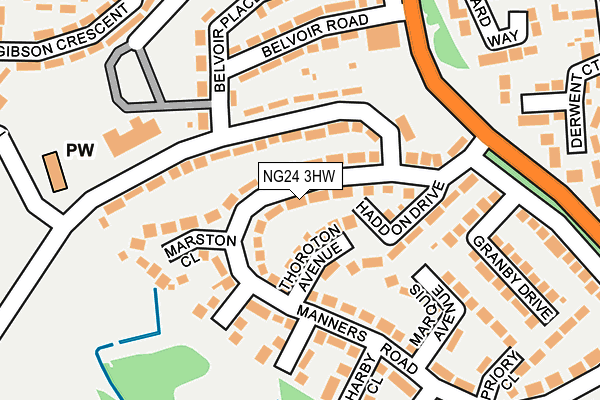 NG24 3HW map - OS OpenMap – Local (Ordnance Survey) NG24 3HW map - OS OpenMap – Local (Ordnance Survey)