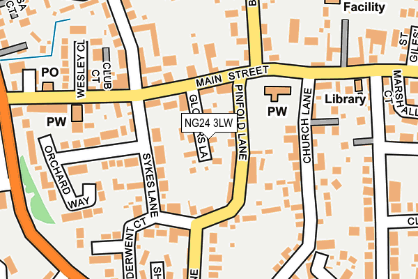 NG24 3LW map - OS OpenMap – Local (Ordnance Survey) NG24 3LW map - OS OpenMap – Local (Ordnance Survey)