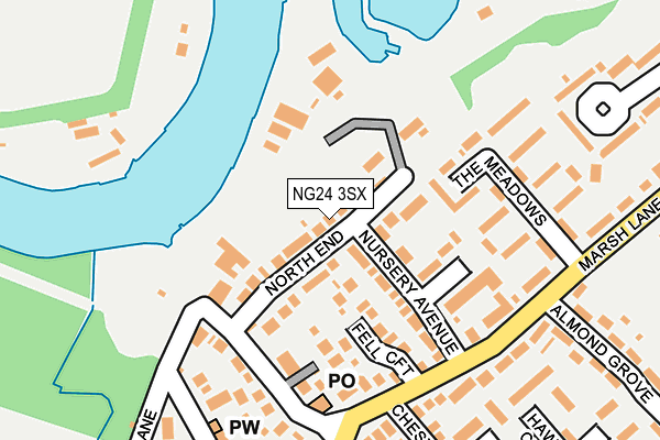 NG24 3SX map - OS OpenMap – Local (Ordnance Survey) NG24 3SX map - OS OpenMap – Local (Ordnance Survey)