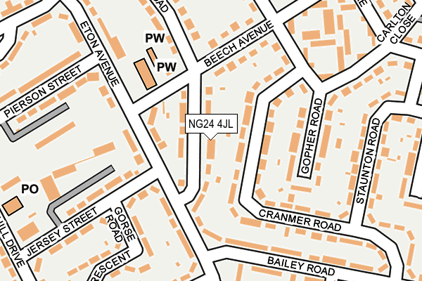 NG24 4JL map - OS OpenMap – Local (Ordnance Survey) NG24 4JL map - OS OpenMap – Local (Ordnance Survey)
