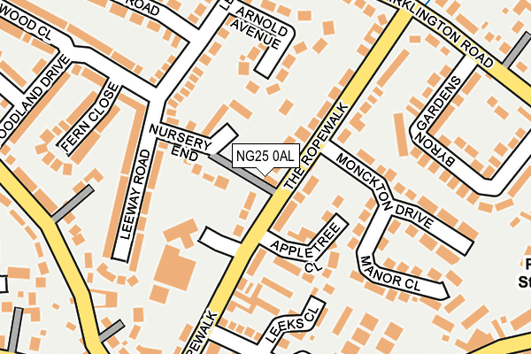 NG25 0AL map - OS OpenMap – Local (Ordnance Survey) NG25 0AL map - OS OpenMap – Local (Ordnance Survey)