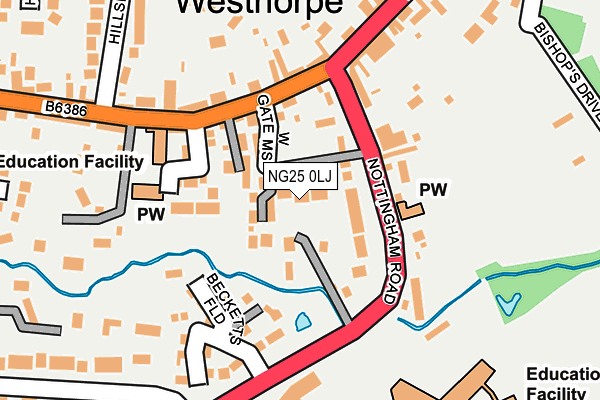 NG25 0LJ map - OS OpenMap – Local (Ordnance Survey) NG25 0LJ map - OS OpenMap – Local (Ordnance Survey)