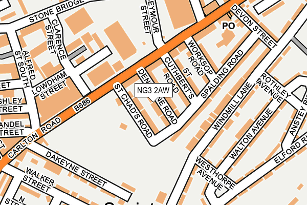 NG3 2AW map - OS OpenMap – Local (Ordnance Survey) NG3 2AW map - OS OpenMap – Local (Ordnance Survey)