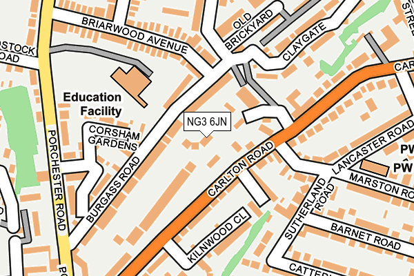 NG3 6JN map - OS OpenMap – Local (Ordnance Survey) NG3 6JN map - OS OpenMap – Local (Ordnance Survey)