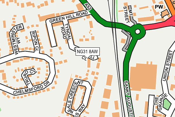 NG31 8AW map - OS OpenMap – Local (Ordnance Survey) NG31 8AW map - OS OpenMap – Local (Ordnance Survey)