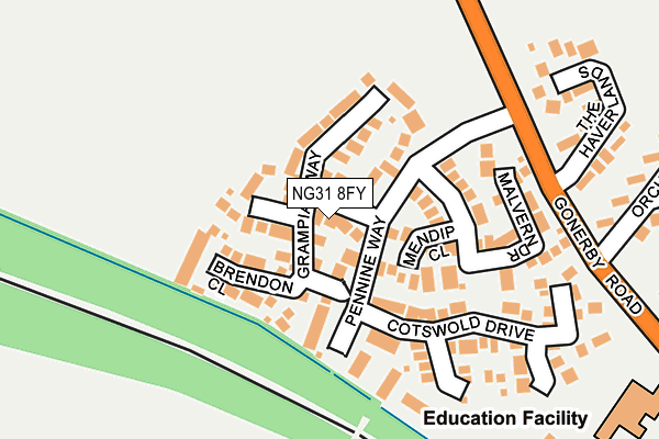NG31 8FY map - OS OpenMap – Local (Ordnance Survey) NG31 8FY map - OS OpenMap – Local (Ordnance Survey)