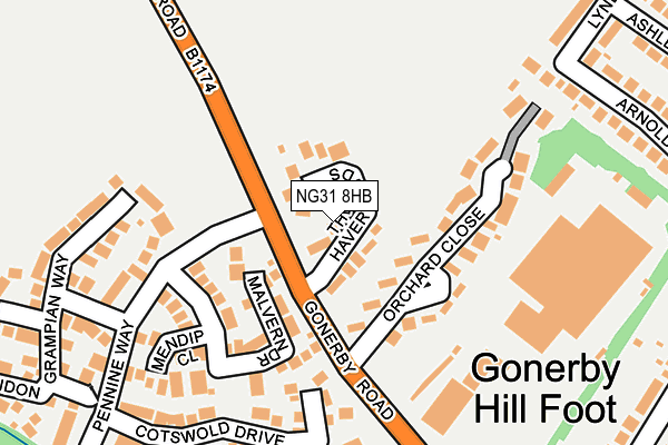 NG31 8HB map - OS OpenMap – Local (Ordnance Survey) NG31 8HB map - OS OpenMap – Local (Ordnance Survey)