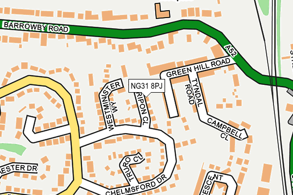 NG31 8PJ map - OS OpenMap – Local (Ordnance Survey) NG31 8PJ map - OS OpenMap – Local (Ordnance Survey)