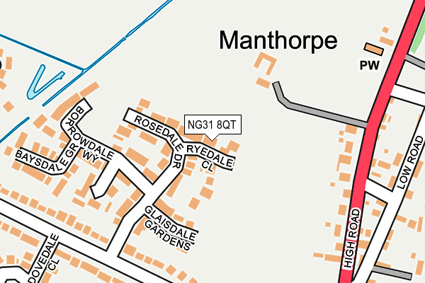 NG31 8QT map - OS OpenMap – Local (Ordnance Survey) NG31 8QT map - OS OpenMap – Local (Ordnance Survey)