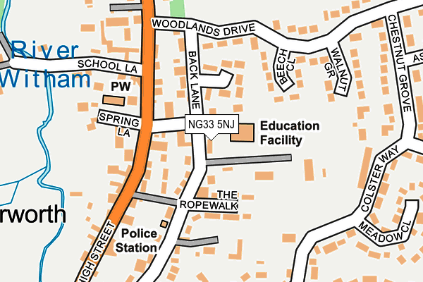 NG33 5NJ map - OS OpenMap – Local (Ordnance Survey) NG33 5NJ map - OS OpenMap – Local (Ordnance Survey)