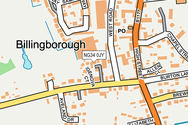 NG34 0JY map - OS OpenMap – Local (Ordnance Survey)