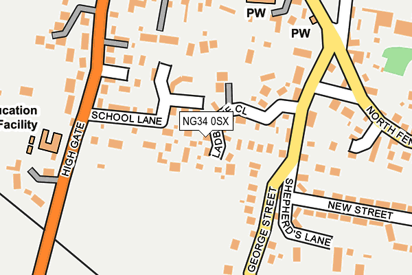 NG34 0SX map - OS OpenMap – Local (Ordnance Survey) NG34 0SX map - OS OpenMap – Local (Ordnance Survey)