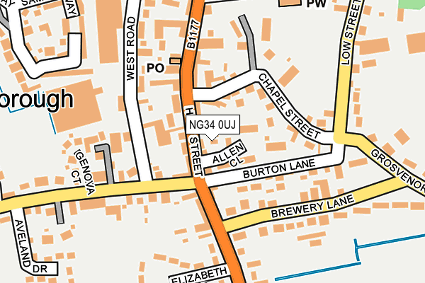 NG34 0UJ map - OS OpenMap – Local (Ordnance Survey) NG34 0UJ map - OS OpenMap – Local (Ordnance Survey)