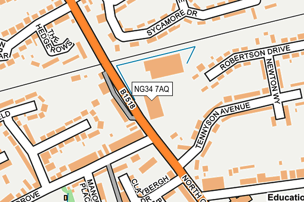 NG34 7AQ map - OS OpenMap – Local (Ordnance Survey)
