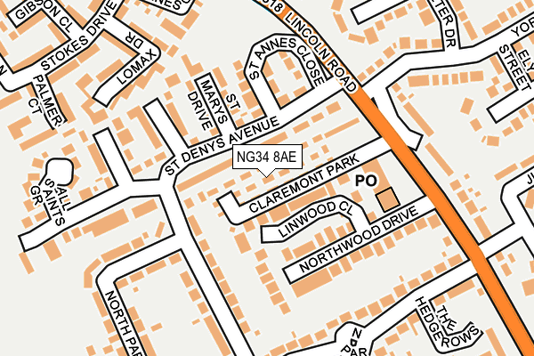 NG34 8AE map - OS OpenMap – Local (Ordnance Survey) NG34 8AE map - OS OpenMap – Local (Ordnance Survey)