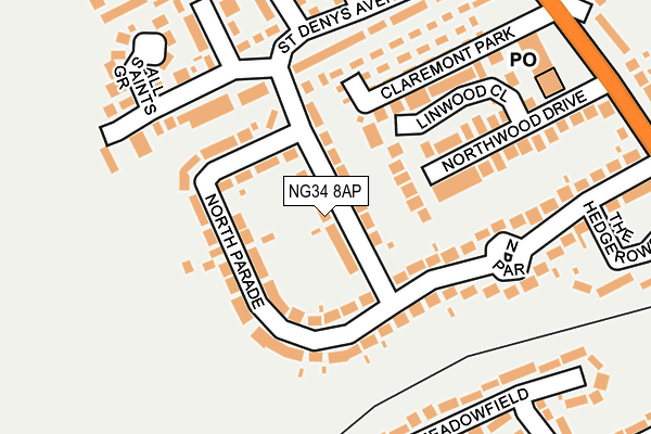 NG34 8AP map - OS OpenMap – Local (Ordnance Survey) NG34 8AP map - OS OpenMap – Local (Ordnance Survey)