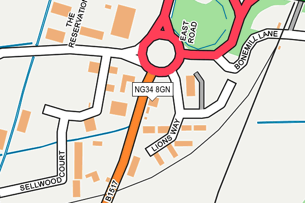 NG34 8GN map - OS OpenMap – Local (Ordnance Survey) NG34 8GN map - OS OpenMap – Local (Ordnance Survey)