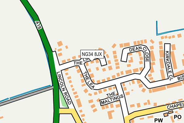 NG34 8JX map - OS OpenMap – Local (Ordnance Survey) NG34 8JX map - OS OpenMap – Local (Ordnance Survey)
