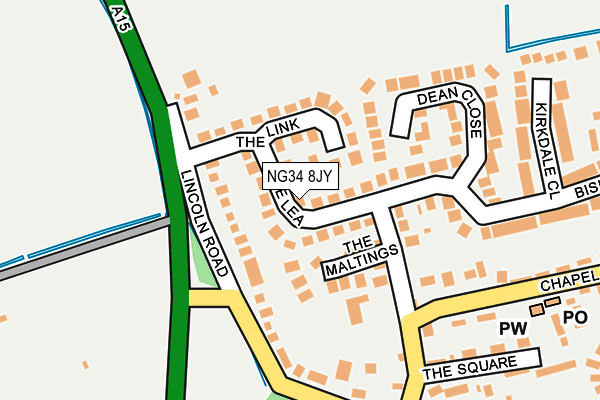 NG34 8JY map - OS OpenMap – Local (Ordnance Survey) NG34 8JY map - OS OpenMap – Local (Ordnance Survey)