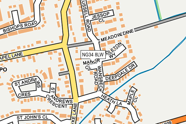 NG34 8LW map - OS OpenMap – Local (Ordnance Survey)