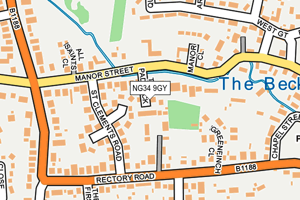 NG34 9GY map - OS OpenMap – Local (Ordnance Survey) NG34 9GY map - OS OpenMap – Local (Ordnance Survey)