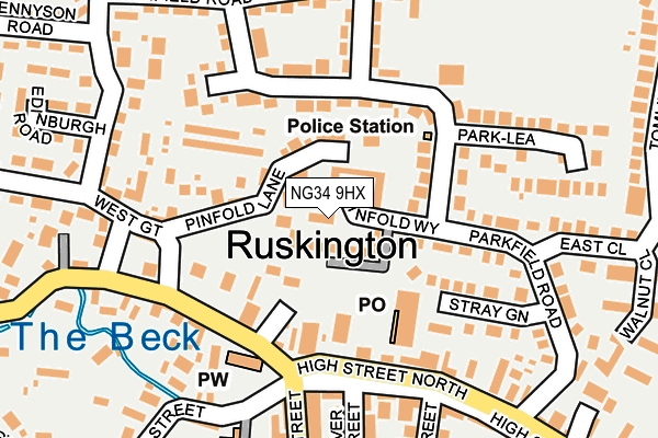 NG34 9HX map - OS OpenMap – Local (Ordnance Survey) NG34 9HX map - OS OpenMap – Local (Ordnance Survey)