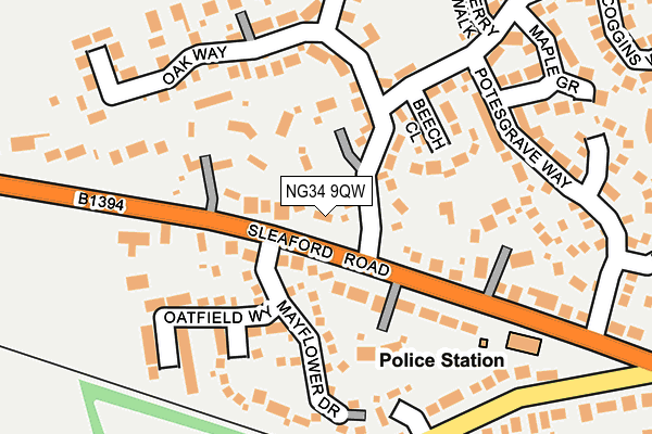NG34 9QW map - OS OpenMap – Local (Ordnance Survey) NG34 9QW map - OS OpenMap – Local (Ordnance Survey)
