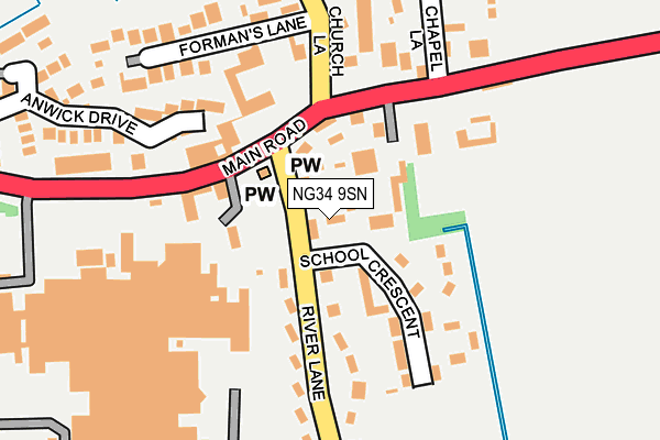 NG34 9SN map - OS OpenMap – Local (Ordnance Survey) NG34 9SN map - OS OpenMap – Local (Ordnance Survey)