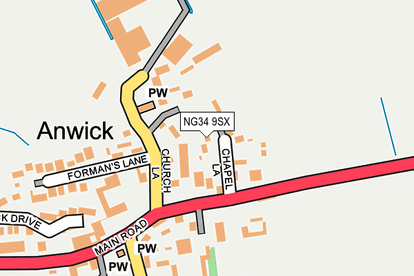 NG34 9SX map - OS OpenMap – Local (Ordnance Survey) NG34 9SX map - OS OpenMap – Local (Ordnance Survey)
