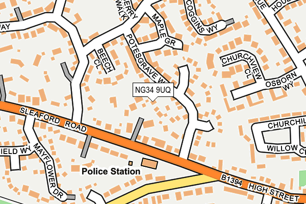 NG34 9UQ map - OS OpenMap – Local (Ordnance Survey) NG34 9UQ map - OS OpenMap – Local (Ordnance Survey)