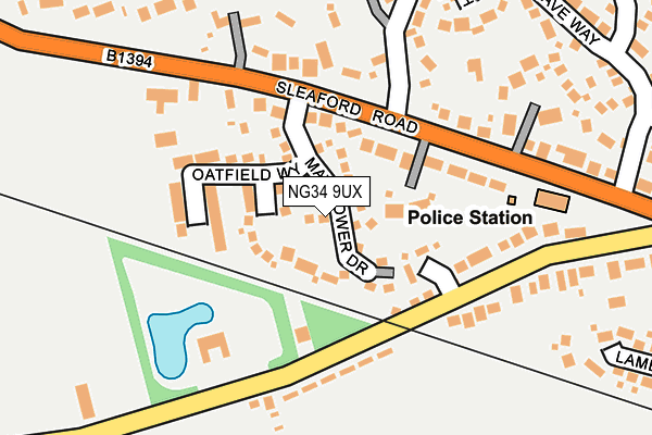 NG34 9UX map - OS OpenMap – Local (Ordnance Survey) NG34 9UX map - OS OpenMap – Local (Ordnance Survey)