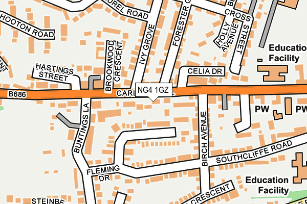 NG4 1GZ map - OS OpenMap – Local (Ordnance Survey) NG4 1GZ map - OS OpenMap – Local (Ordnance Survey)