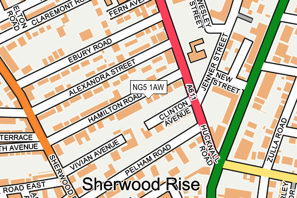 NG5 1AW map - OS OpenMap – Local (Ordnance Survey) NG5 1AW map - OS OpenMap – Local (Ordnance Survey)